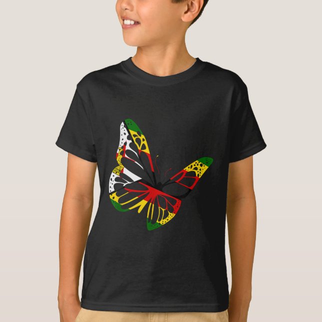Zimbabwes rötter Butterfly Zimbabwe Flagga Zimbabw T Shirt (Framsida)