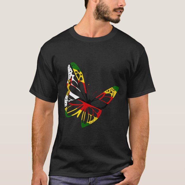 Zimbabwes rötter Butterfly Zimbabwe Flagga Zimbabw T Shirt (Framsida)