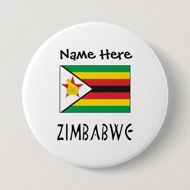 Zimbabwes Zimbabwes Flagga Personlig Knapp (Framsida)