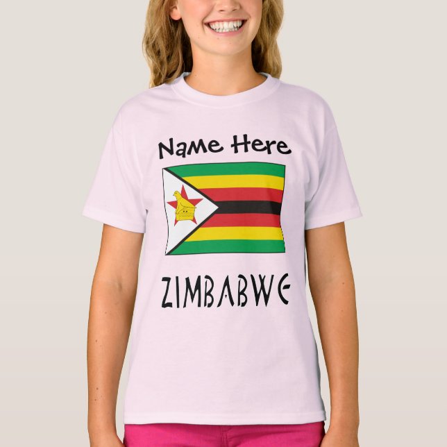Zimbabwes Zimbabwes Flagga Personlig T Shirt (Framsida)