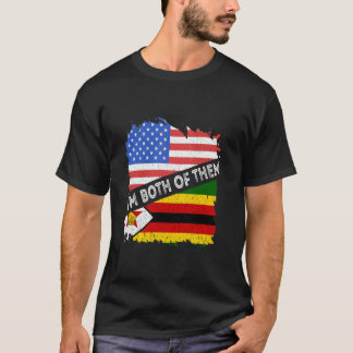 Zimbabwisk flagga Zimbabwe Jag är Båda Två USA Ame T Shirt