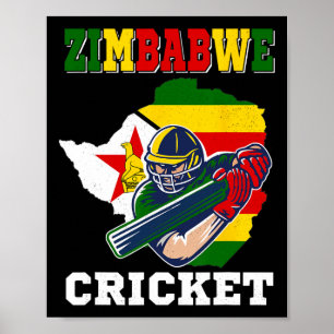 Zimbwe Cricketspelare Flagga Jersey Svarta Människ Poster