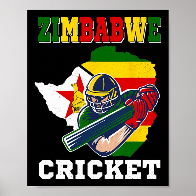 Zimbwe Cricketspelare Flagga Jersey Svarta Människ Poster (Framsidan)