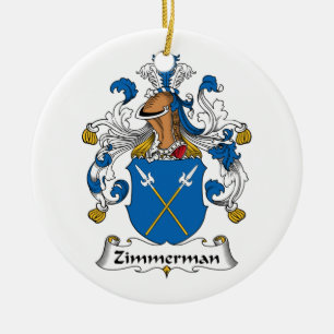 Zimmerman familjvapensköld julgransprydnad keramik