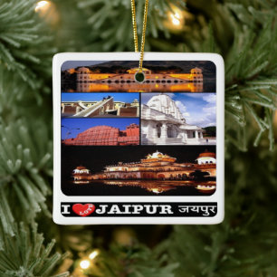 zIN003 jag älskar JAIPUR Indien, Asien, Julgransprydnad Keramik