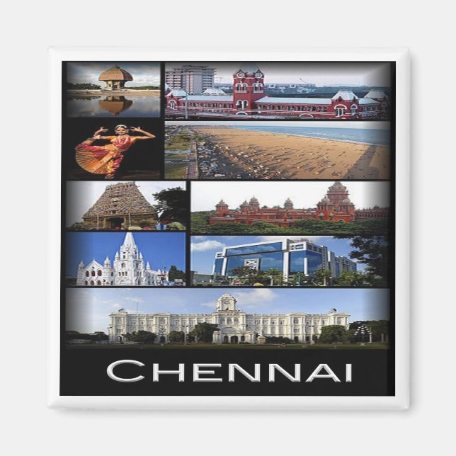 zIN011 CHENNAI MADRAS, Indien, Asien, Fridge Magnet (Framsidan)