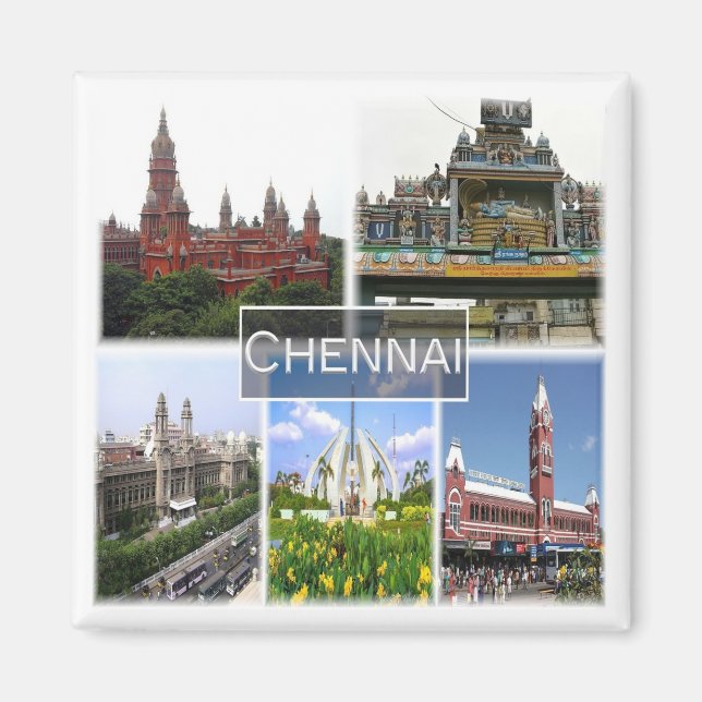 zIN012 CHENNAI MADRAS, Indien, Asien, Fridge Magnet (Framsidan)
