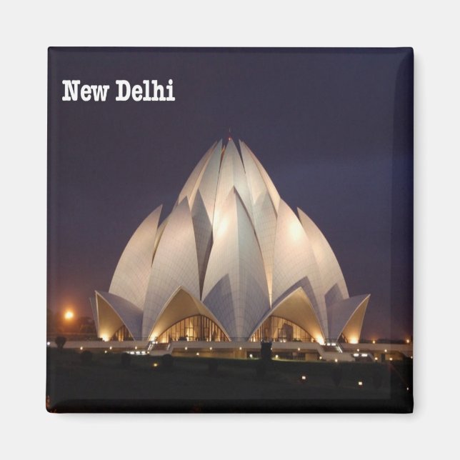 zIN023 LOTUS TEMPLE New Delhi, Indien, Fridge Magnet (Framsidan)