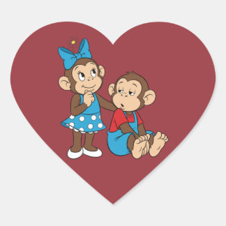 Zina och Mimo: Kärlek och likgiltighet Hjärtformat Klistermärke