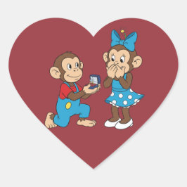 Zina och Mimo och frieriet Hjärtformat Klistermärke