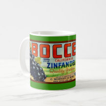 Zinfandel-druvor Bocce Etikett Mugg