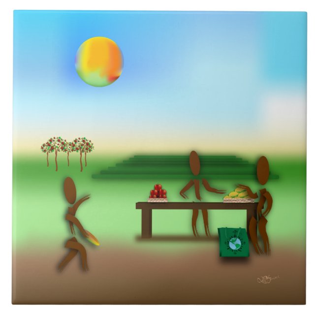 Zinglees ~ Jordbrukarens marknad Kakelplatta (Framsidan)