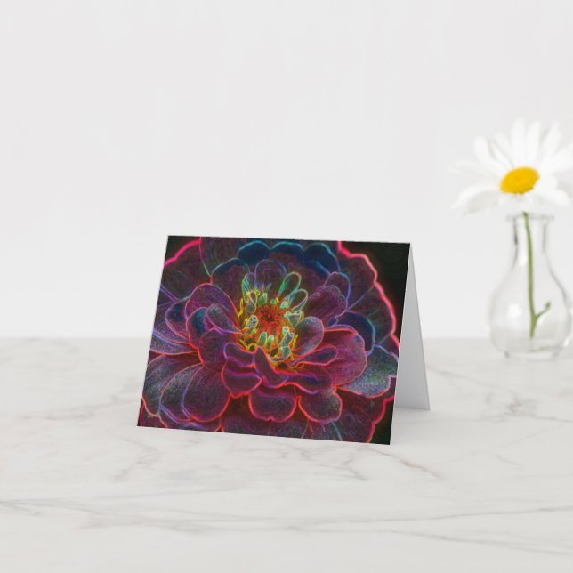 Zinnia Abstract Flower Art Note Kort (Liten växt)