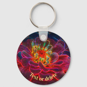 Zinnia Abstrakt Art Flower-Personlig Nyckelring