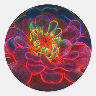 Zinnia Abstrakt Art Flower Runt Klistermärke