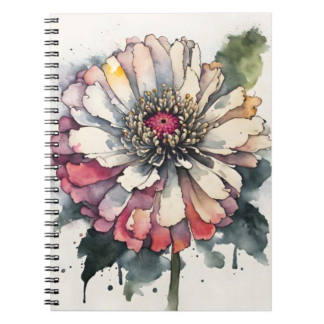 Zinnia - Akvarellblommor Anteckningsbok (Framsidan)