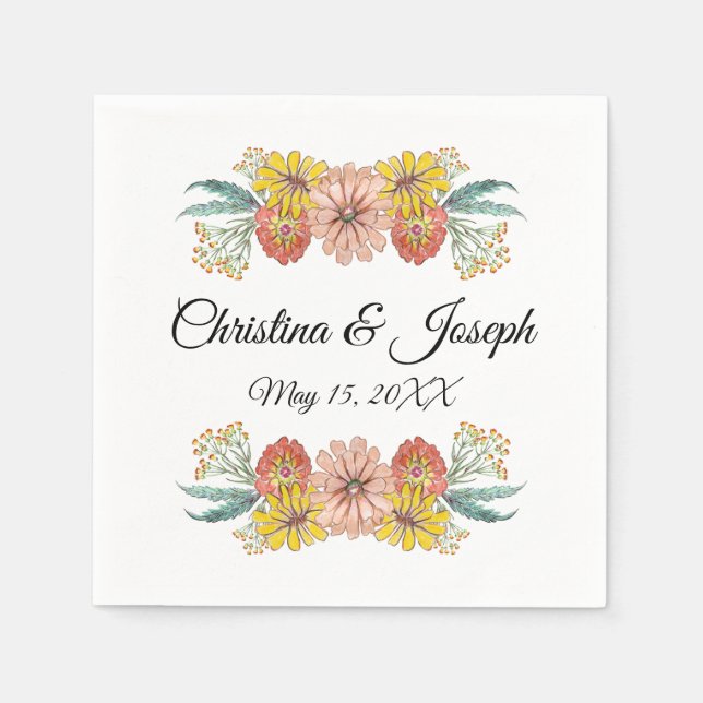 Zinnia Art Teckning - Anpassningsbar Textutandning Pappersservett (Framsidan)