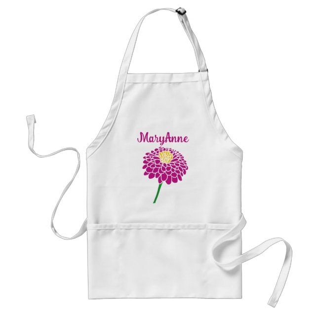 Zinnia-blomfickapron med eget namn förkläde (Framsidan)