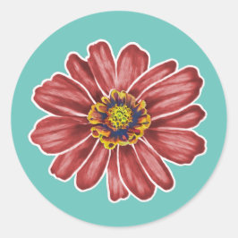 Zinnia-blomma Runt Klistermärke