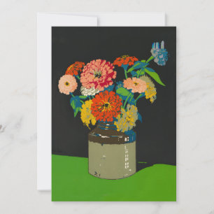 Zinnia blommigt crock får snart ett hälsningskort julkort