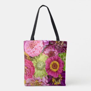Zinnia Blommigt Tote Tygkasse