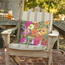 Zinnia-Blomsterträdgårdens Blommigt Kudde