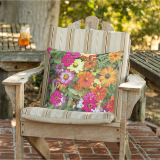 Zinnia-Blomsterträdgårdens Blommigt Kudde