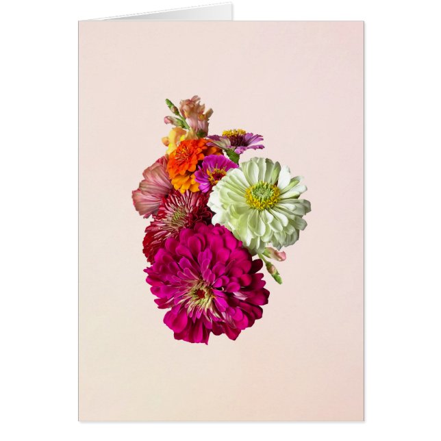 Zinnia Bouquet Mixed Färg Hälsningskort (Framsidan)