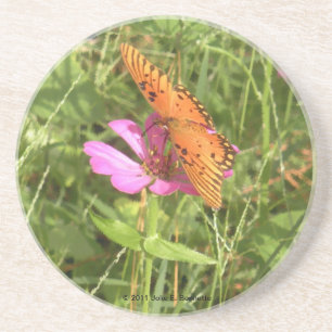 Zinnia & Butterfly Underlägg Sandsten