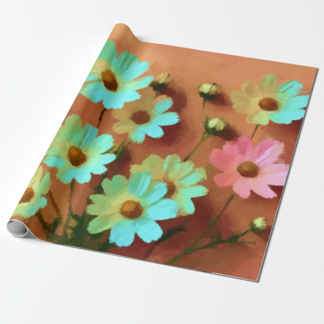 Zinnia Elegans Flowers Presentpapper (Utrullad)