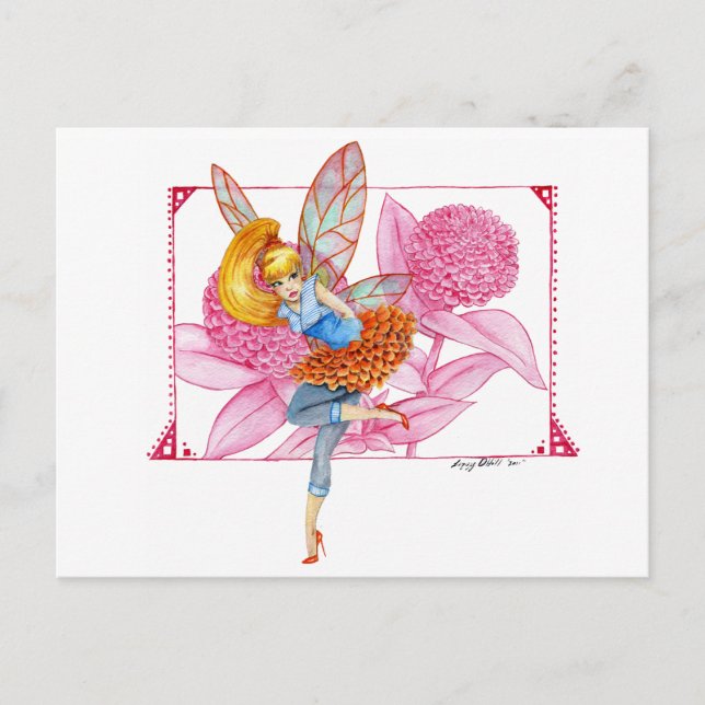 Zinnia Fairy Postcard Vykort (Framsida)