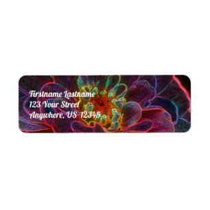 Zinnia Fantasy Abstrakt Flower Art Adress Returadress Etikett
