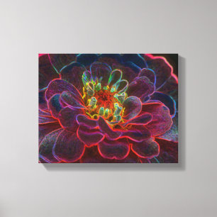 Zinnia Fantasy Abstrakt Flower Art Canvastryck