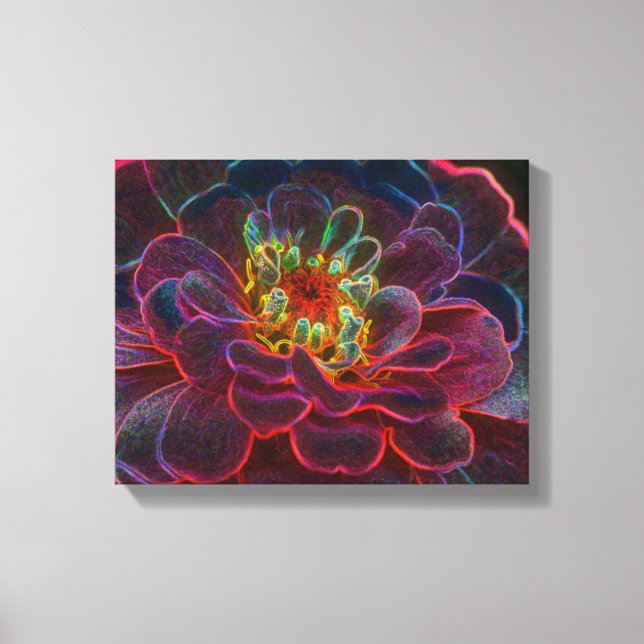 Zinnia Fantasy Abstrakt Flower Art Canvastryck (Framsida)