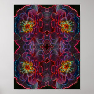 Zinnia Fantasy Abstrakt Flower Art Poster