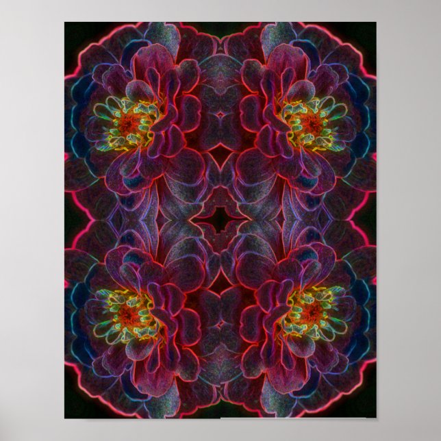 Zinnia Fantasy Abstrakt Flower Art Poster (Framsidan)