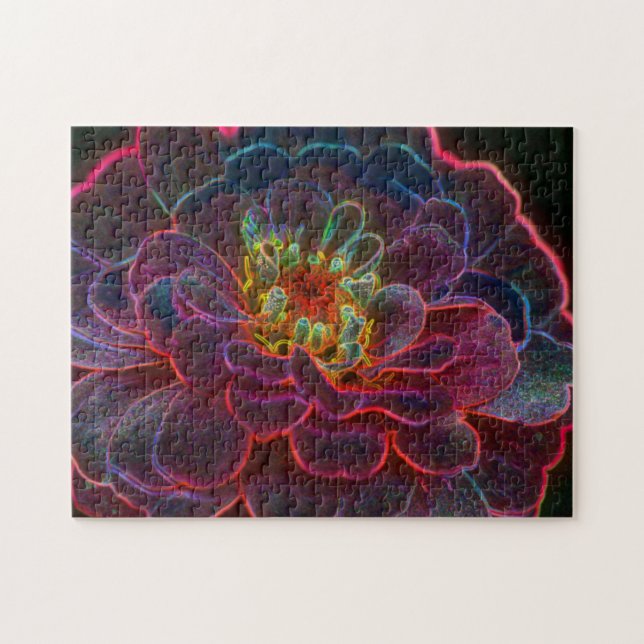 Zinnia Fantasy Abstrakt Flower Art Pussel (Horisontell)
