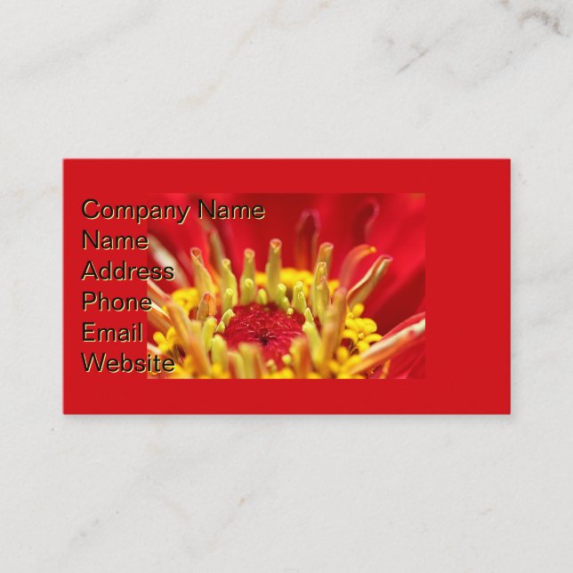 Zinnia Flower Heart Visitkort (Framsida)