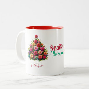 Zinnia Flower Julgran God jul Namn Två-Tonad Mugg