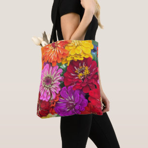 Zinnia Flower Tote Bag Tygkasse
