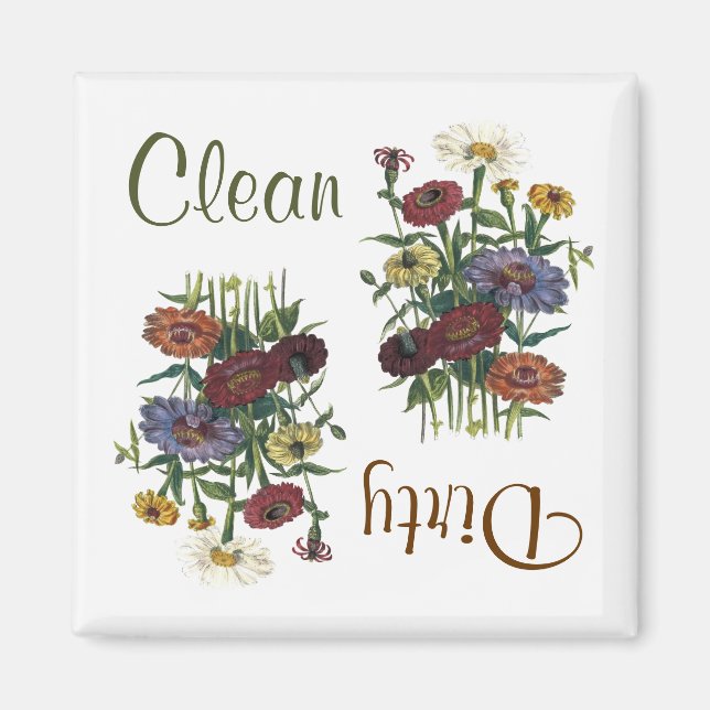 Zinnia Flowers Dishwasher Magnet (Framsidan)
