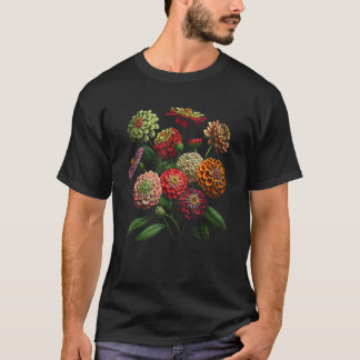 Zinnia Flowers Floral Bouquet Design T Shirt