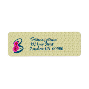 Zinnia Flowers Monogram Initial B Adress Returadress Etikett