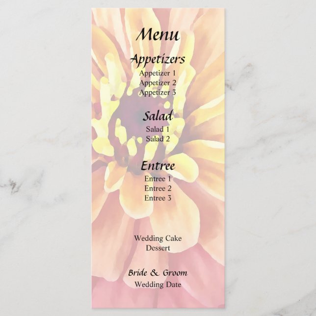 Zinnia i nyanser av orange meny (Framsida)