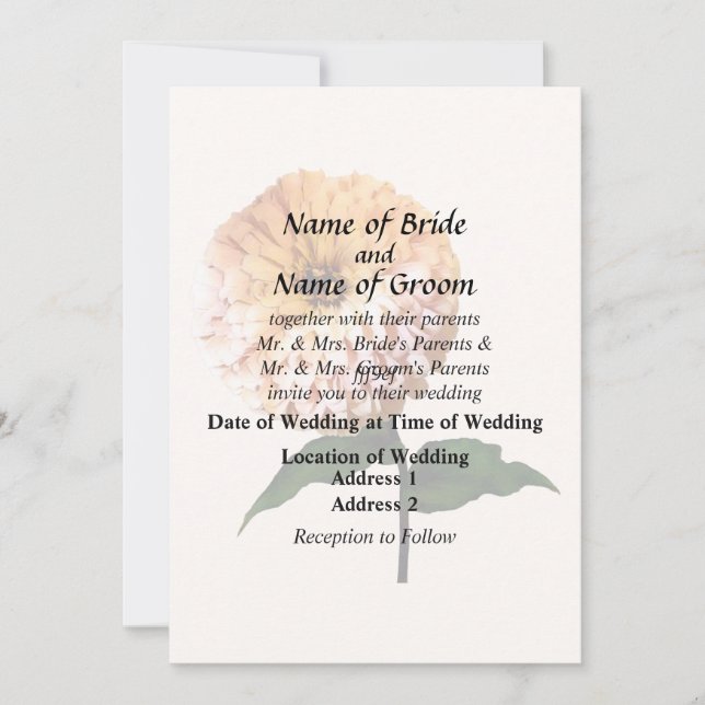 Zinnia i potlight inbjudningar (Framsida)