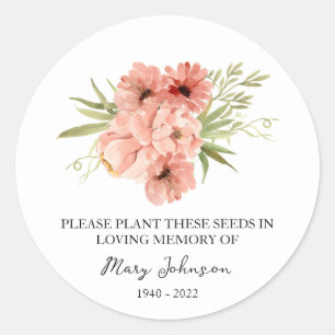 Zinnia Memorial Funeral Seed Packet Runt Klistermärke