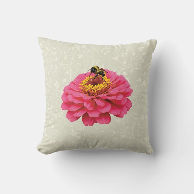 Zinnia och Biet Kudde (Framsida)