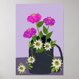 Zinnia- och passionsblomman Poster