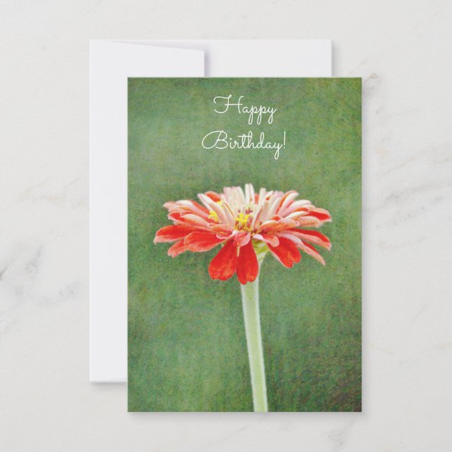 Zinnia Red Flower Artsy Flat Birthday Card Inbjudningar (Framsida)