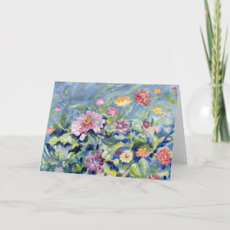 "Zinnia Riot" Blank Notecard Tack Kort